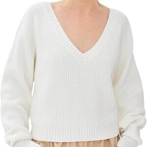 Good American Women's Cozy Deep V Sweater - Ivory - Size S
